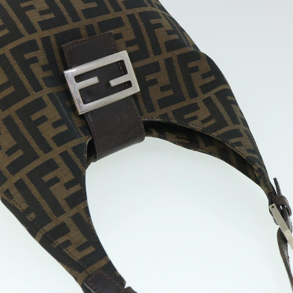 FENDI Zucca Canvas Mamma Baguette Shoulder Bag Black Brown bs8308