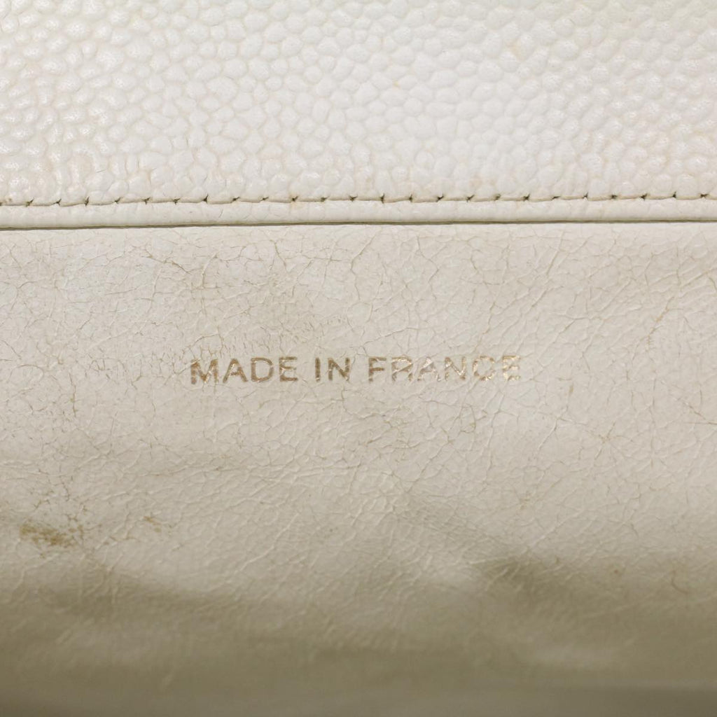 CHANEL Tote Bag Caviar Skin White CC bs8320