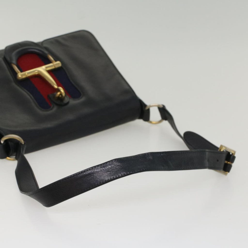 GUCCI Sherry Line Shoulder Bag Leather Black Red Navy bs8337