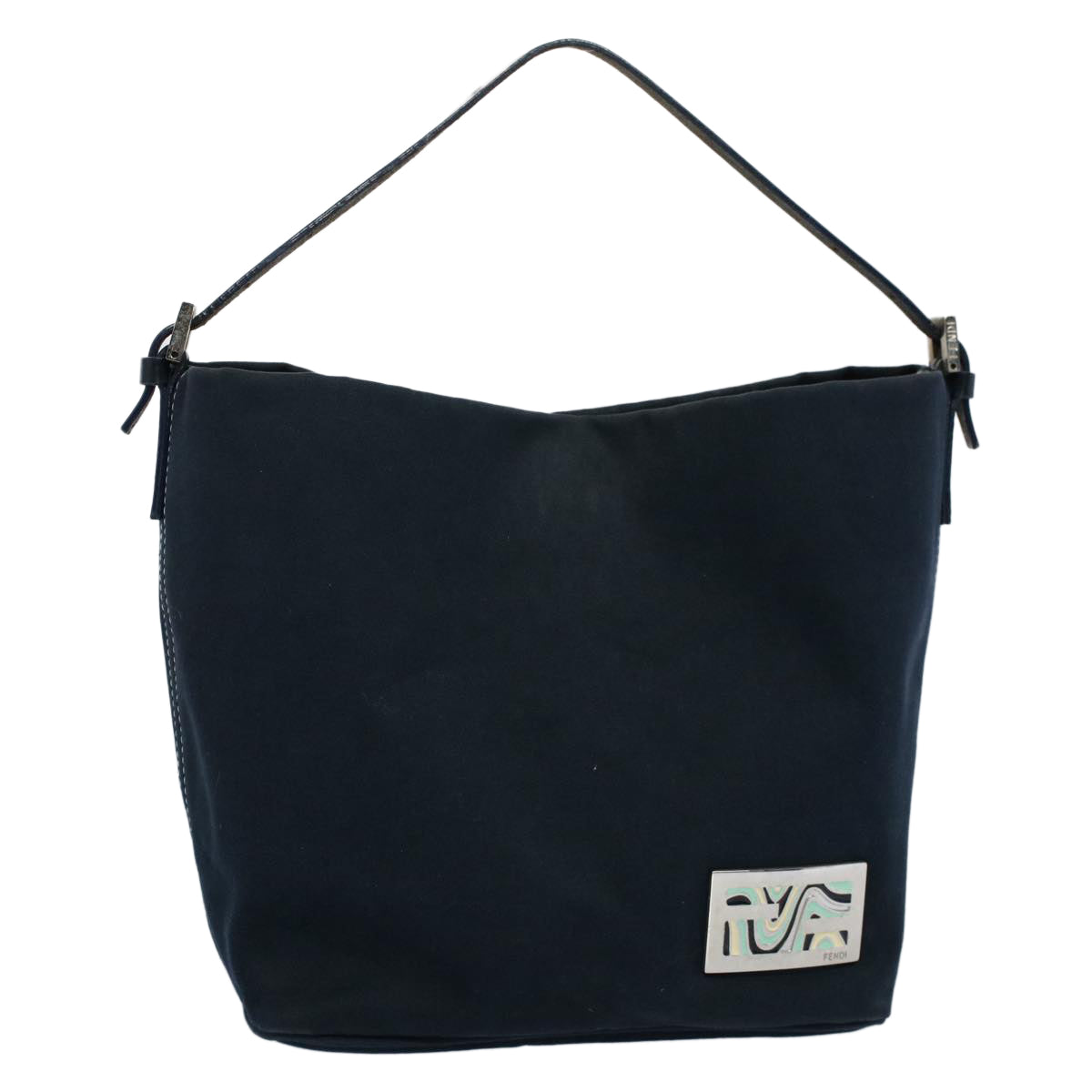FENDI Shoulder Bag Canvas Navy bs8339