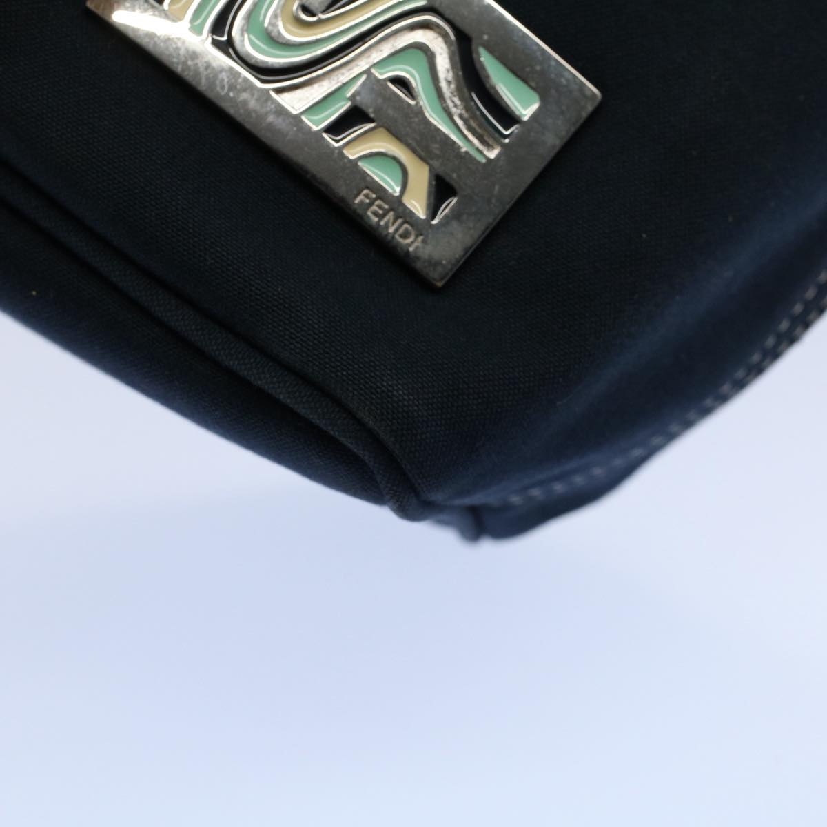 FENDI Shoulder Bag Canvas Navy bs8339