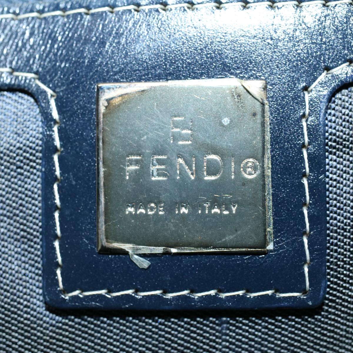 FENDI Shoulder Bag Canvas Navy bs8339