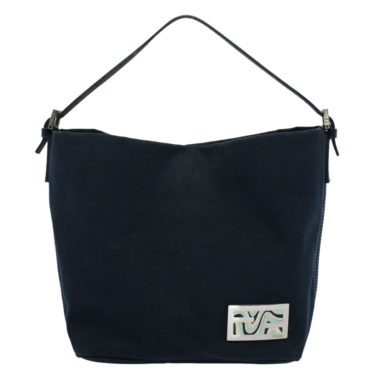 FENDI Shoulder Bag Canvas Navy bs8339
