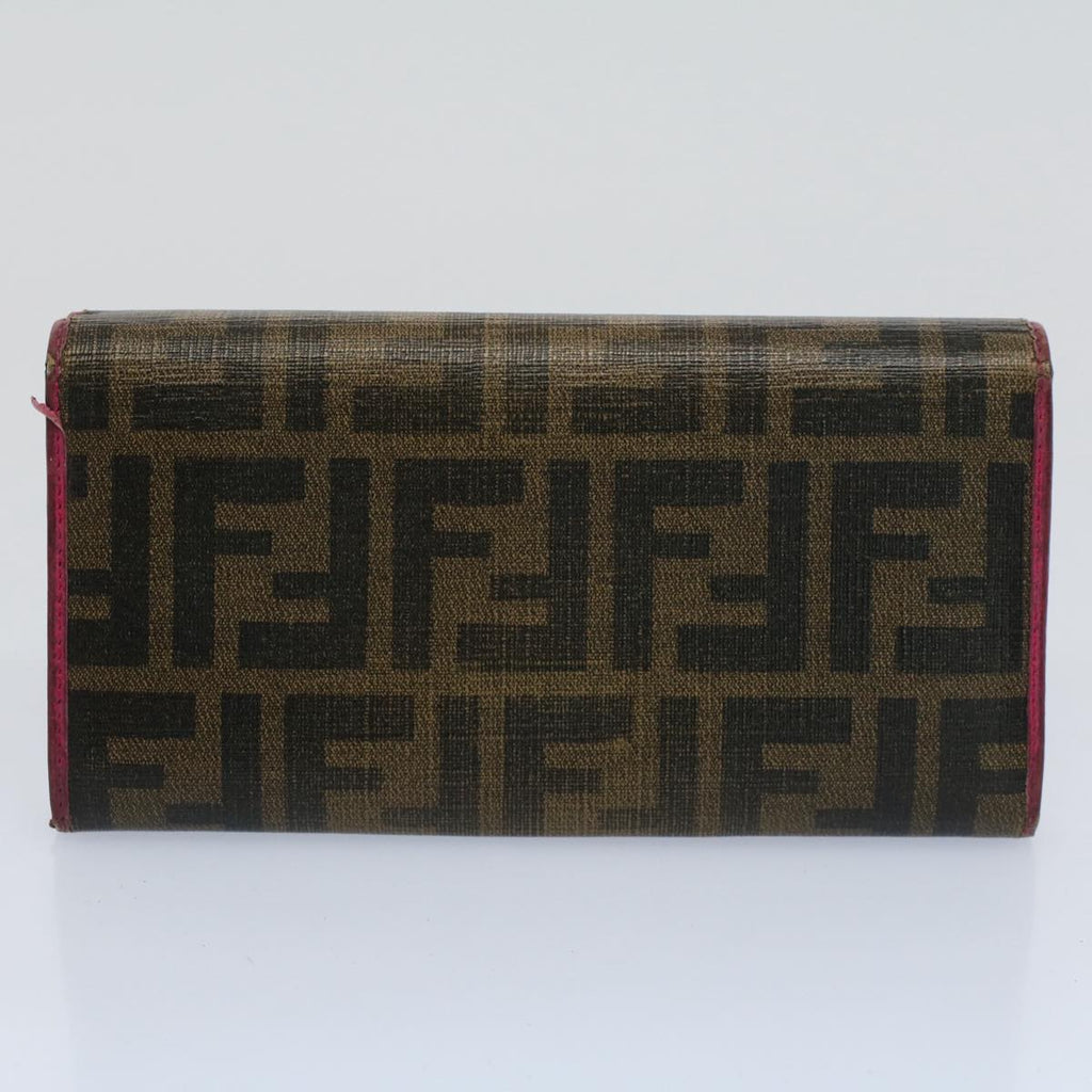FENDI Zucca Zucchino Canvas Pouch Wallet Canvas 4Set Brown Black bs8399