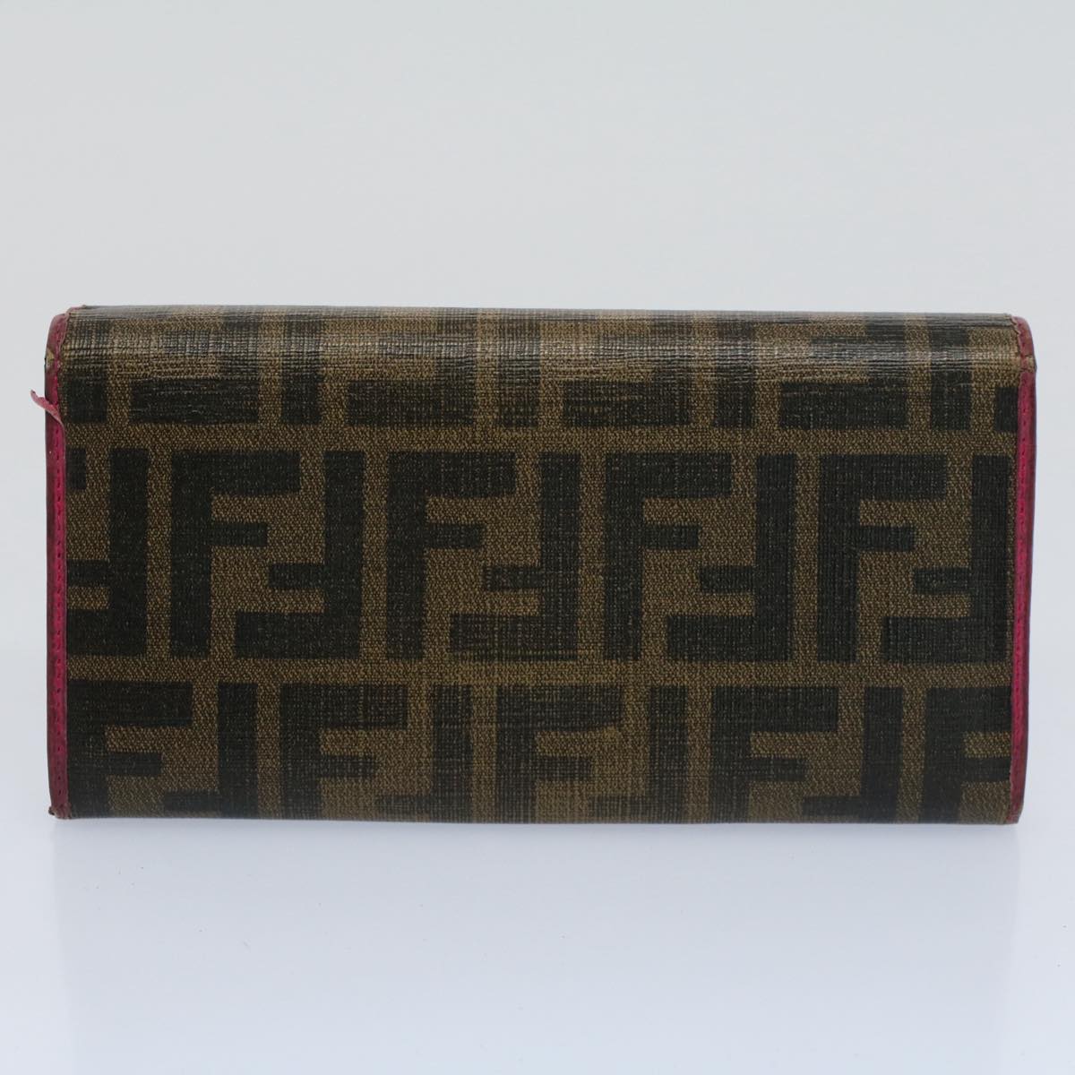 FENDI Zucca Zucchino Canvas Pouch Wallet Canvas 4Set Brown Black bs8399