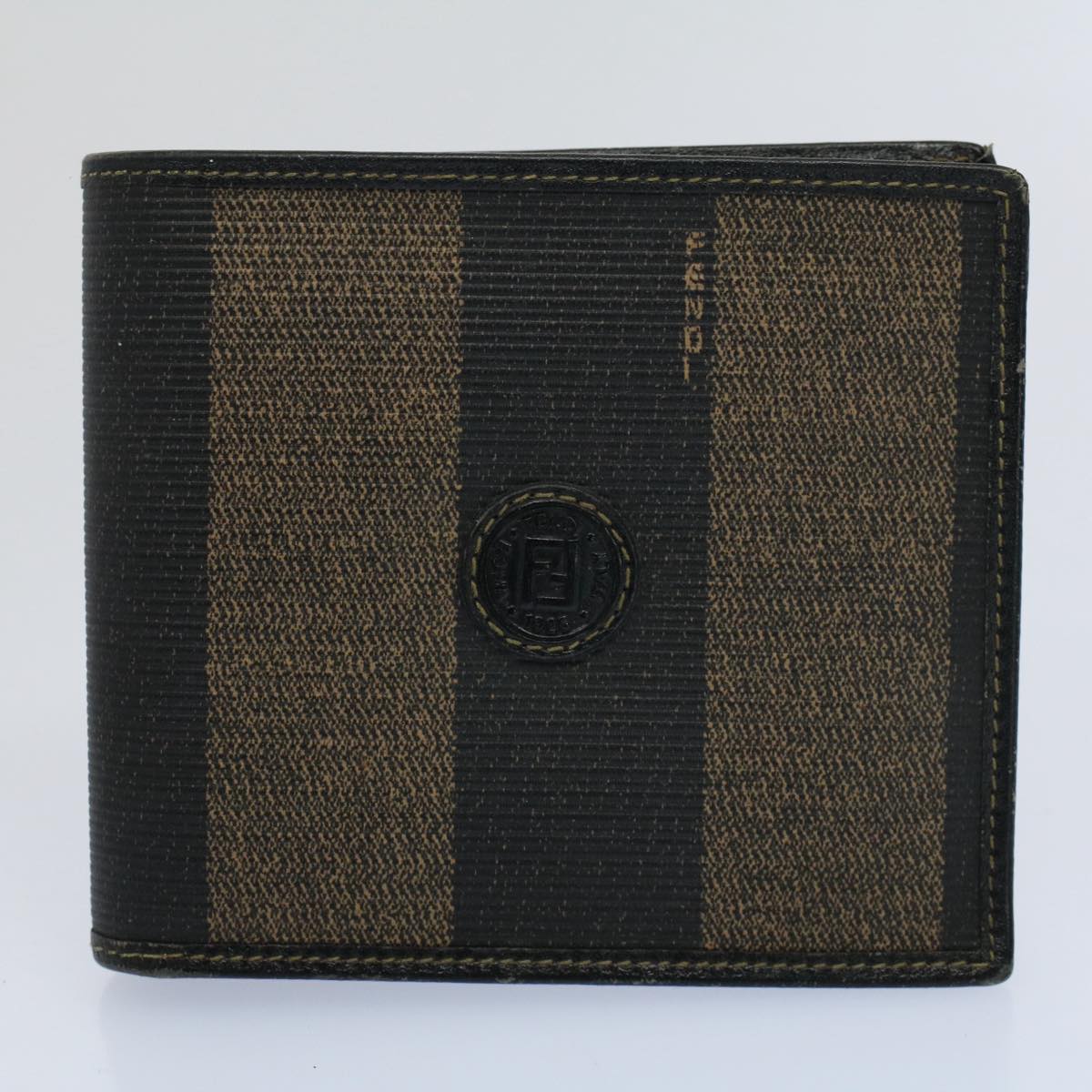 FENDI Zucca Zucchino Canvas Pouch Wallet Canvas 4Set Brown Black bs8399