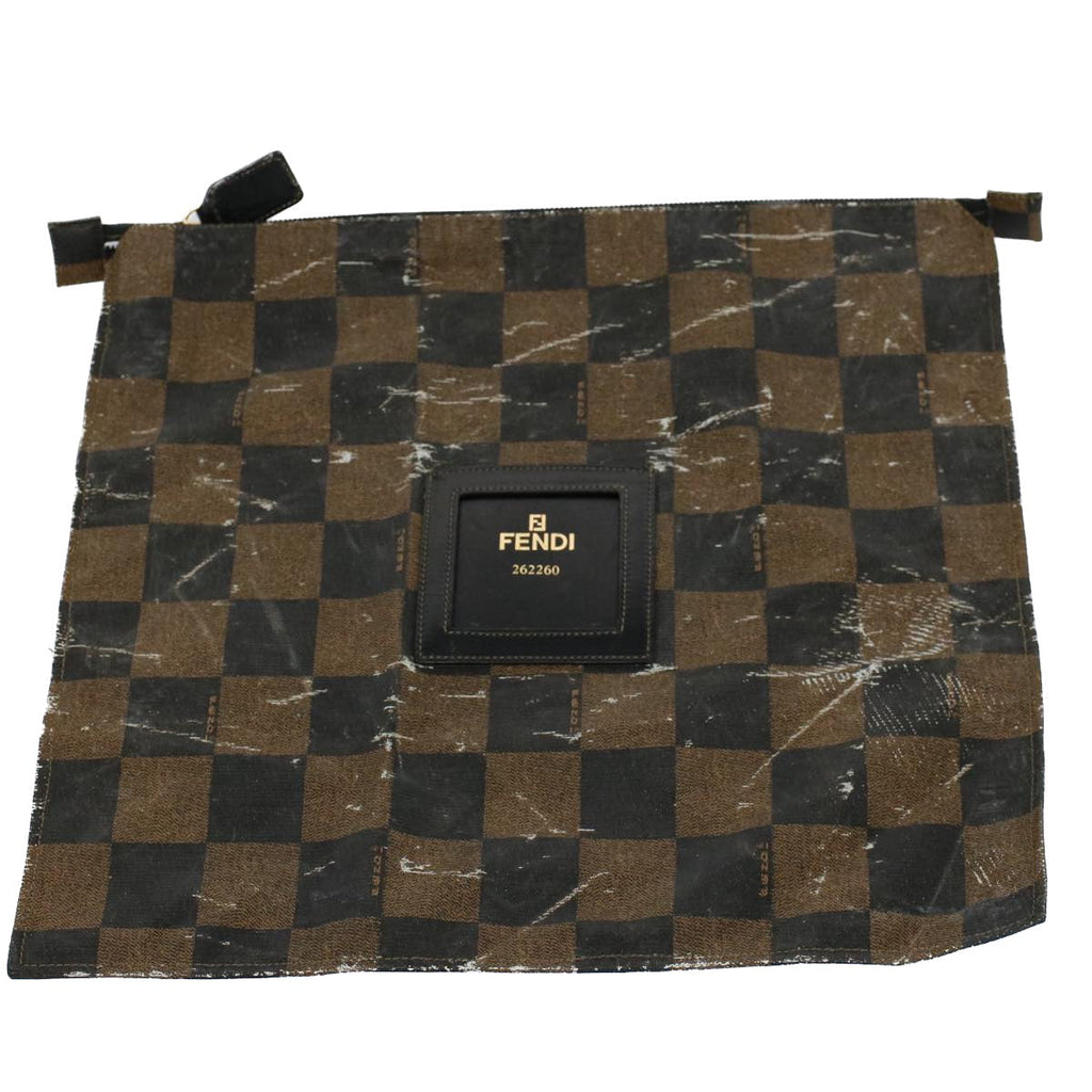 FENDI Zucca Zucchino Canvas Pouch Wallet Canvas 4Set Brown Black bs8399
