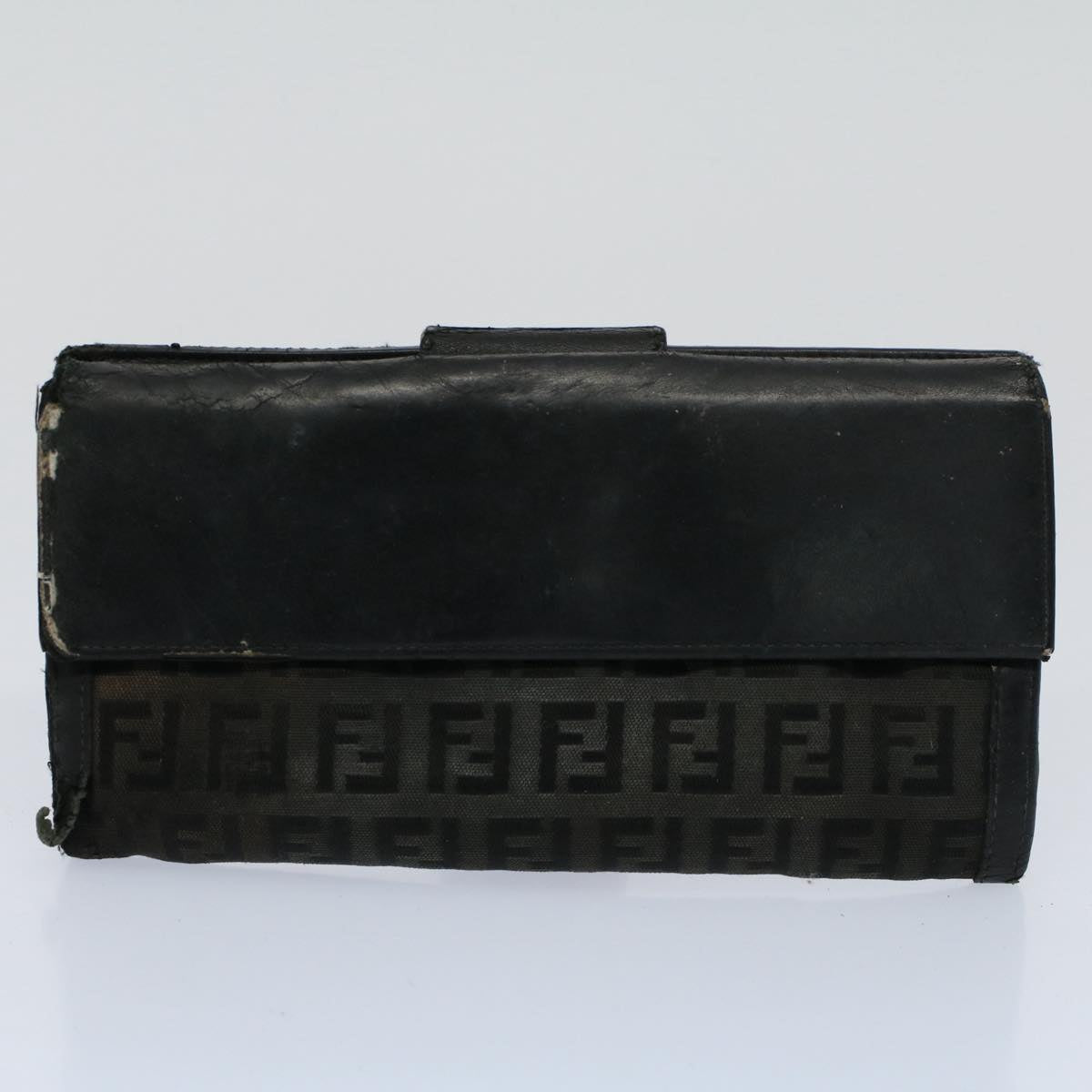 FENDI Zucca Zucchino Canvas Pouch Wallet Canvas 4Set Brown Black bs8399