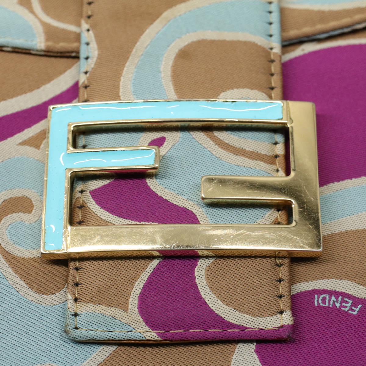 FENDI Mamma Baguette Shoulder Bag Canvas Multicolor 2305 26796 018 bs8434