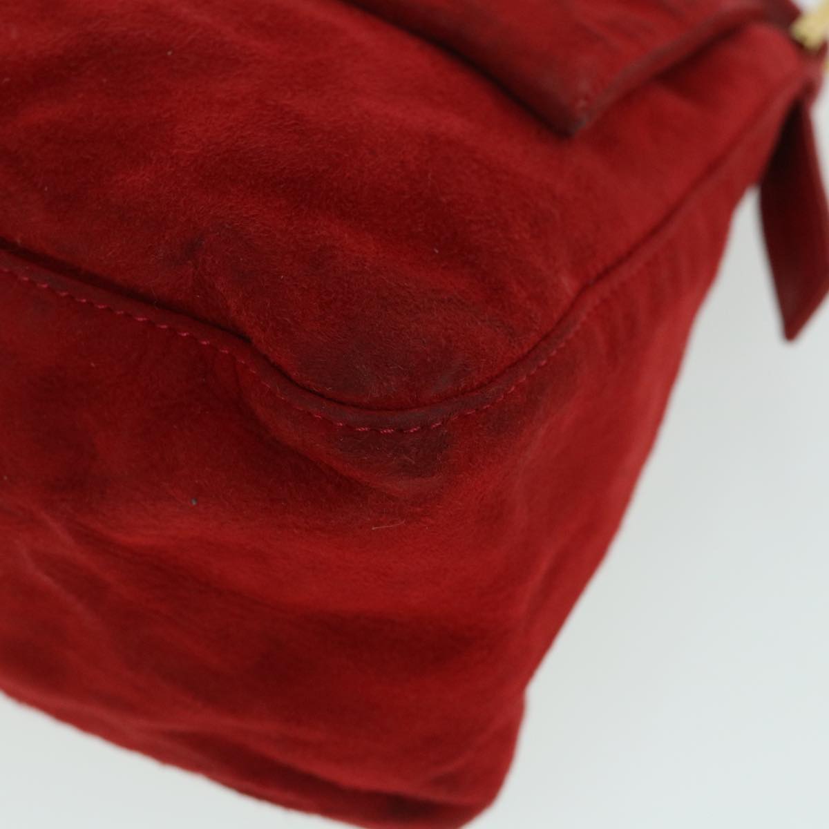 FENDI Mamma Baguette Shoulder Bag Suede Red bs8443