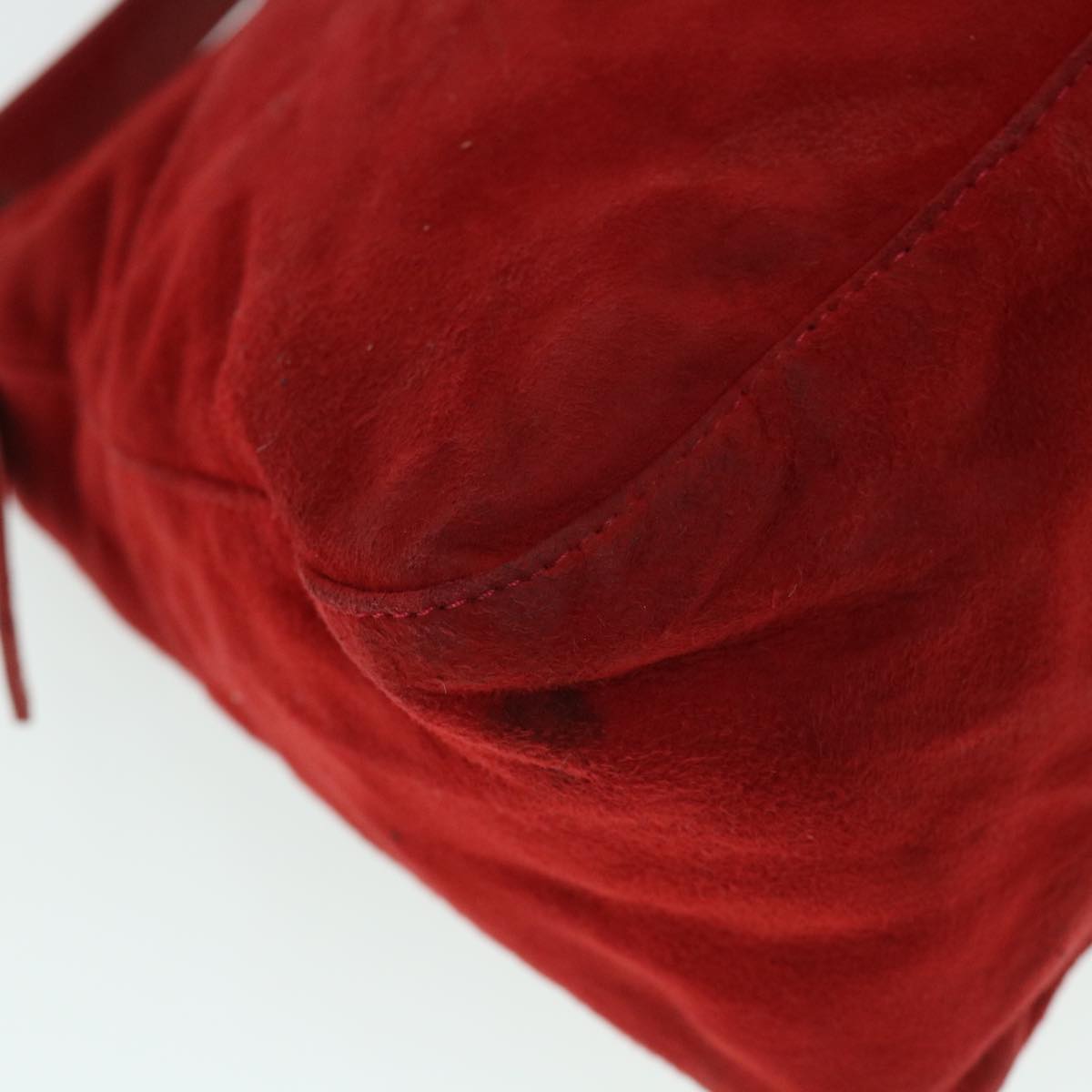 FENDI Mamma Baguette Shoulder Bag Suede Red bs8443