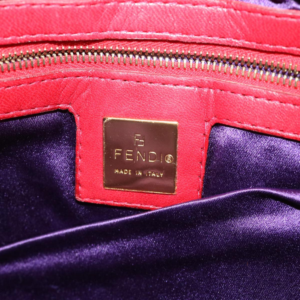 FENDI Mamma Baguette Shoulder Bag Suede Red bs8443