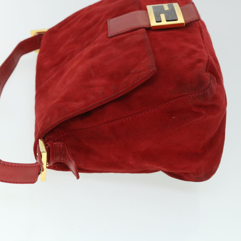 FENDI Mamma Baguette Shoulder Bag Suede Red bs8443