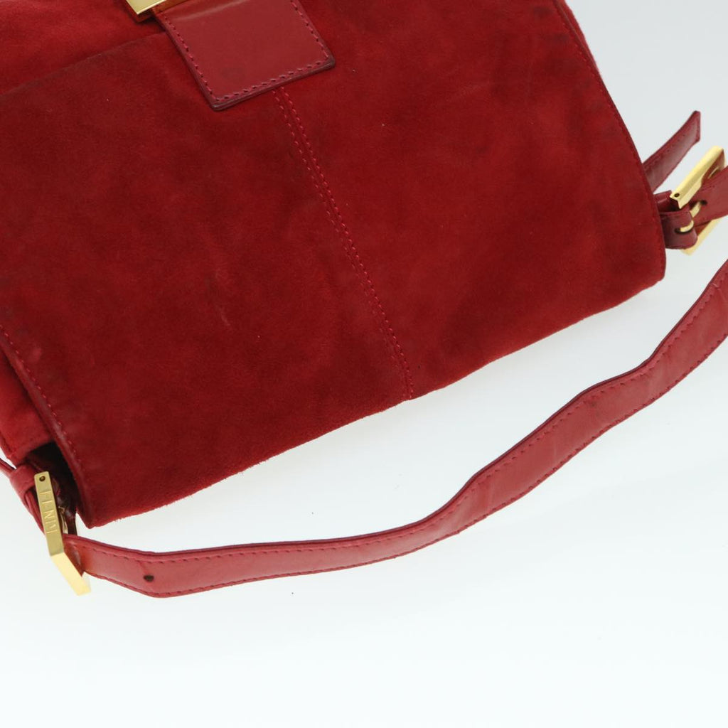 FENDI Mamma Baguette Shoulder Bag Suede Red bs8443