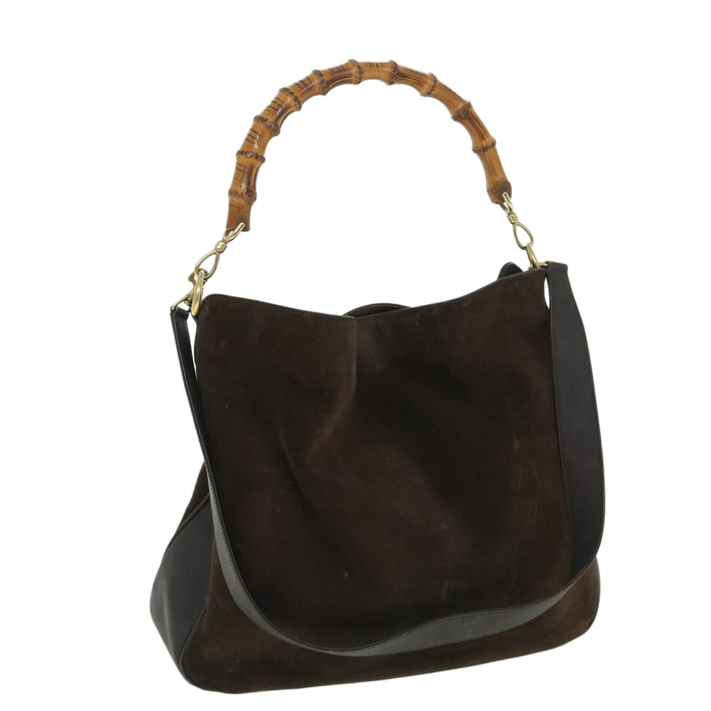 GUCCI Bamboo Shoulder Bag Leather 2way Brown 001 3444 1577 bs8481