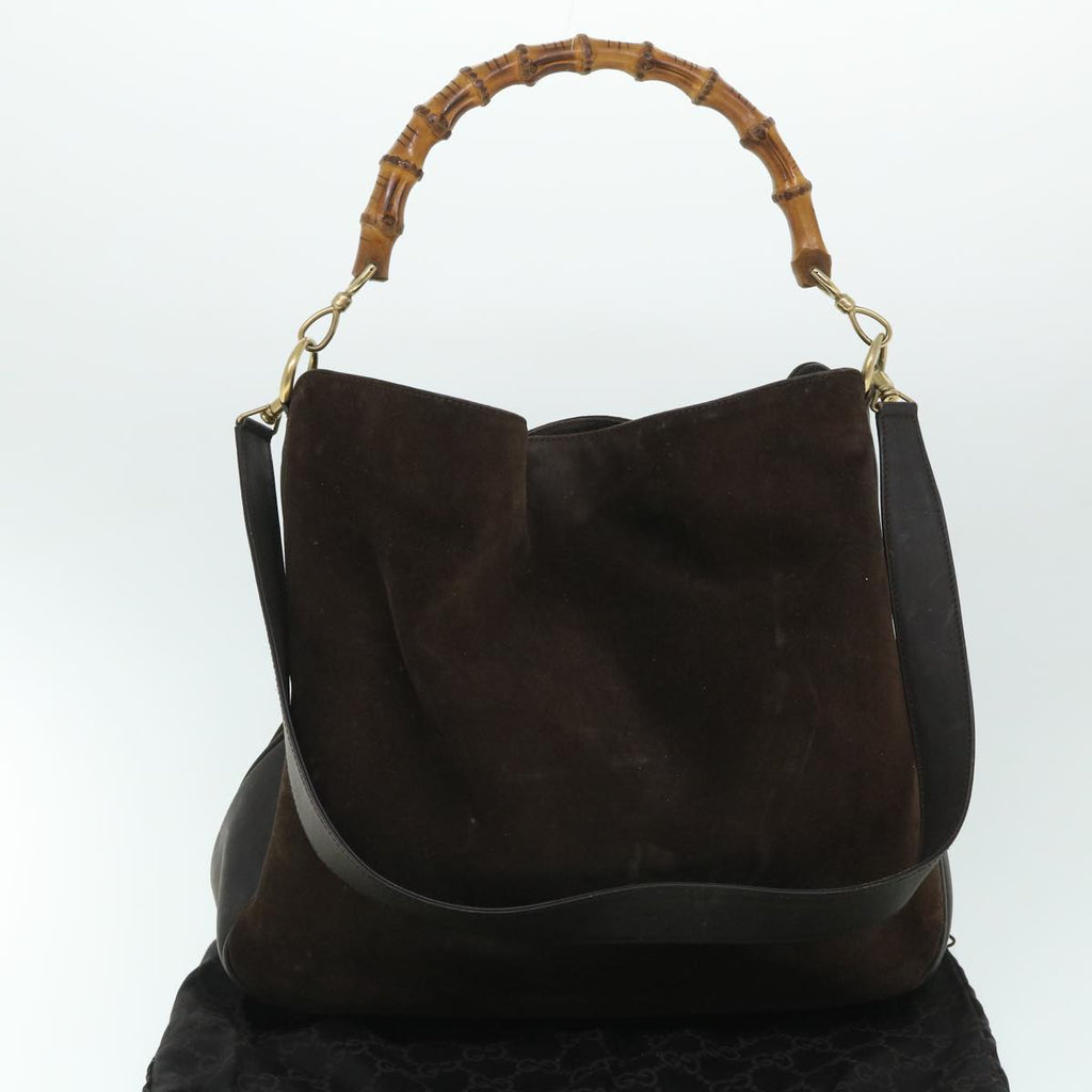 GUCCI Bamboo Shoulder Bag Leather 2way Brown 001 3444 1577 bs8481