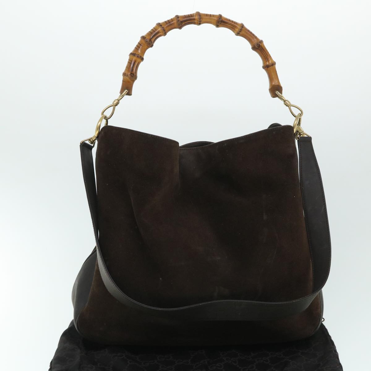 GUCCI Bamboo Shoulder Bag Leather 2way Brown 001 3444 1577 bs8481