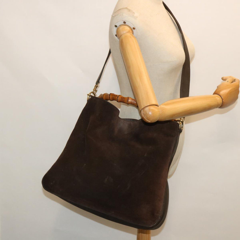 GUCCI Bamboo Shoulder Bag Leather 2way Brown 001 3444 1577 bs8481