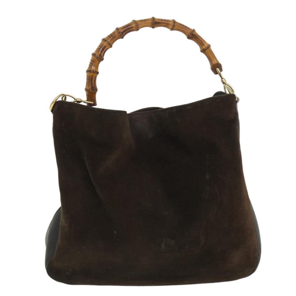 GUCCI Bamboo Shoulder Bag Leather 2way Brown 001 3444 1577 bs8481
