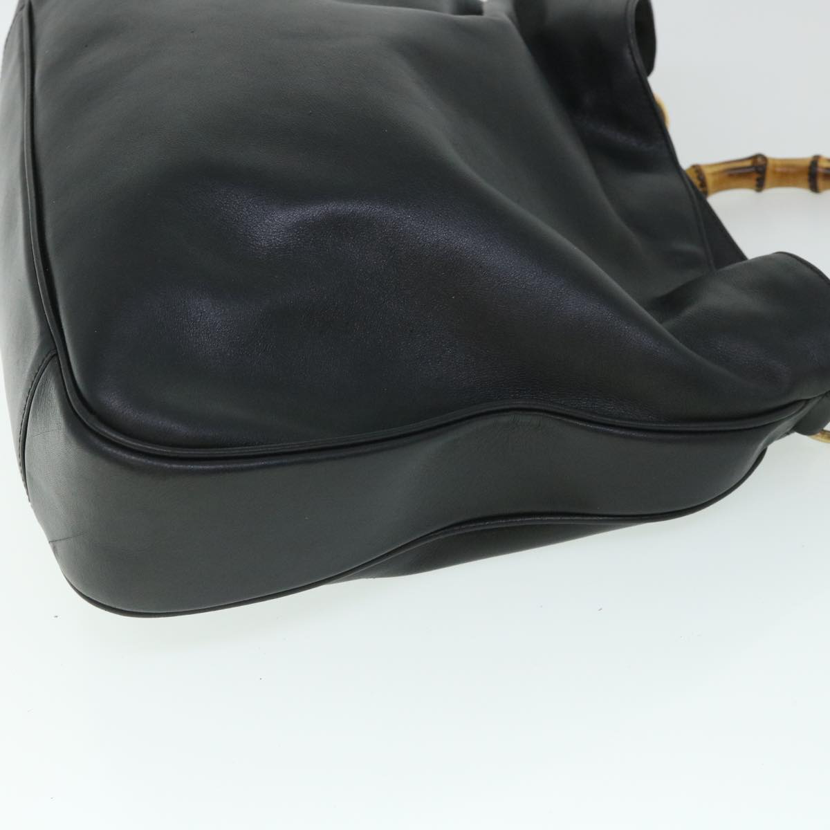 GUCCI Bamboo Shoulder Bag Leather 2way Black 001 1577 200047 bs8490