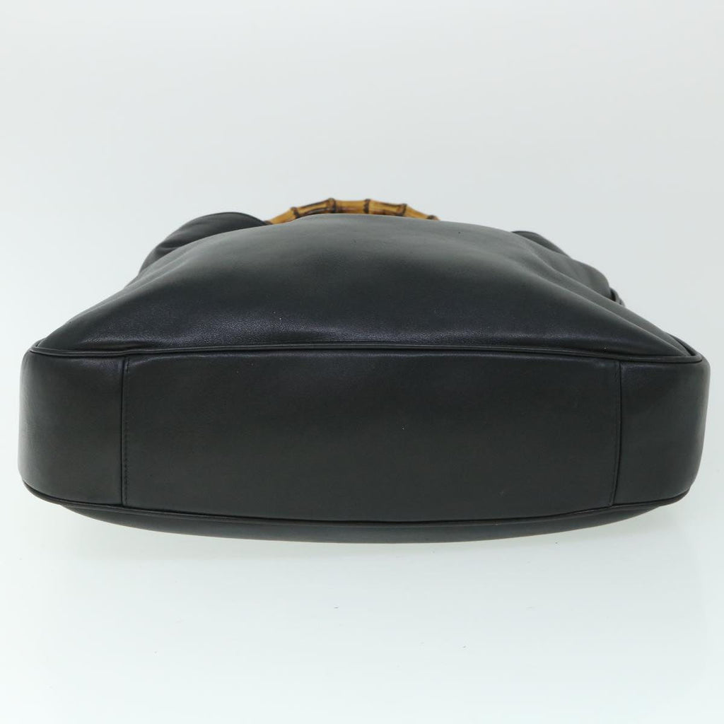 GUCCI Bamboo Shoulder Bag Leather 2way Black 001 1577 200047 bs8490