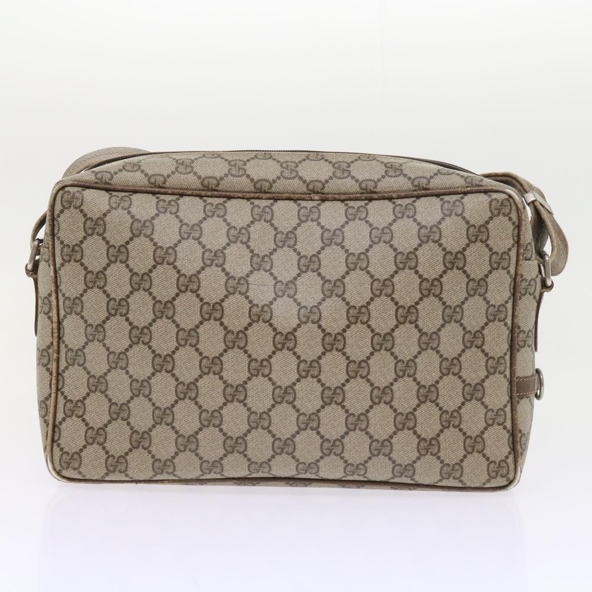 GUCCI GG Canvas Web Sherry Line Shoulder Bag Leather 2Set Beige Red bs8533