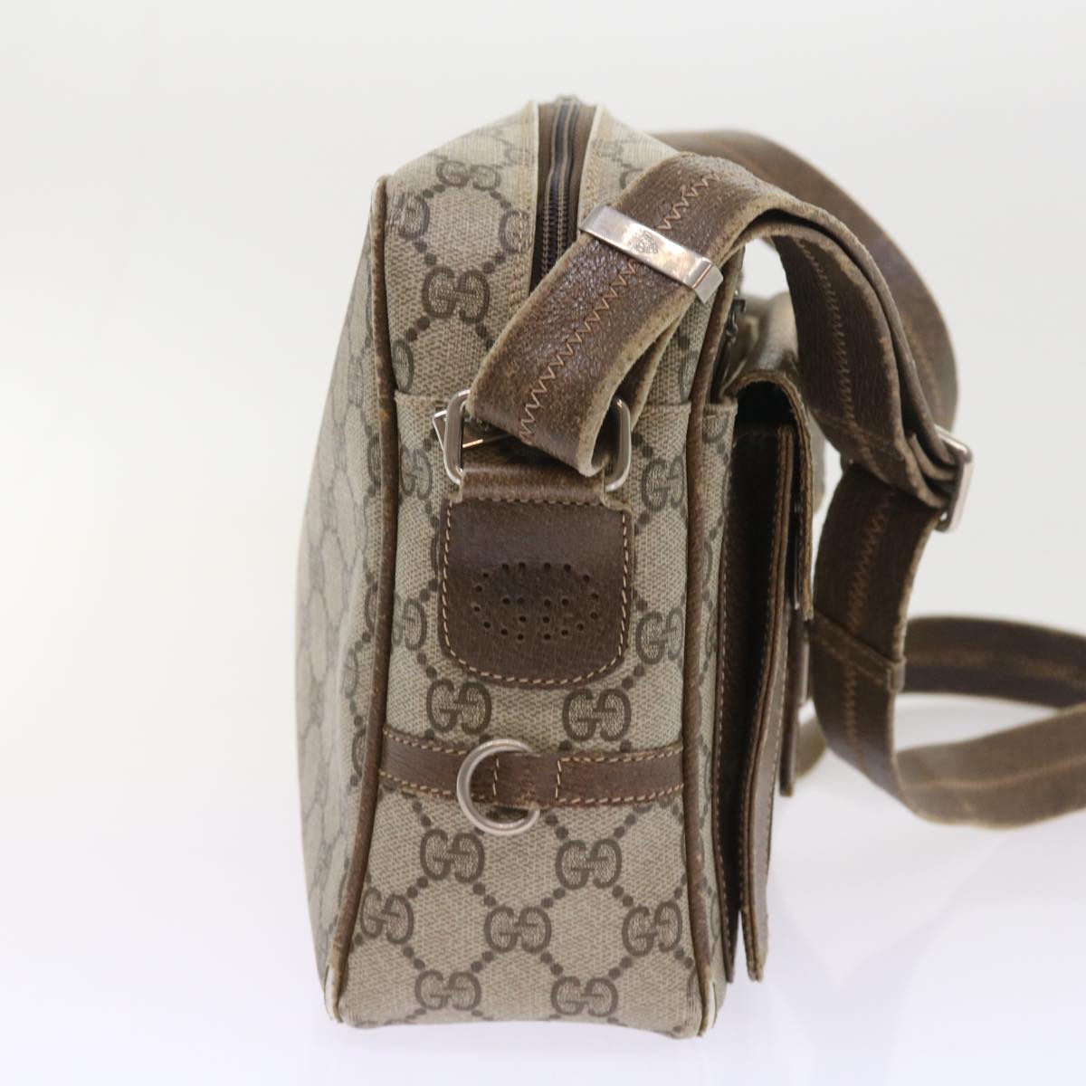 GUCCI GG Canvas Web Sherry Line Shoulder Bag Leather 2Set Beige Red bs8533
