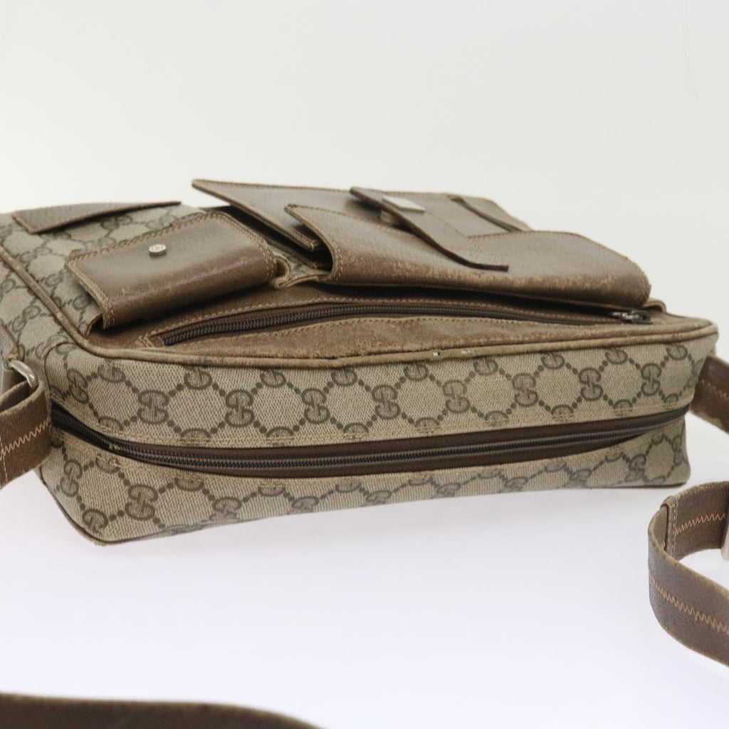 GUCCI GG Canvas Web Sherry Line Shoulder Bag Leather 2Set Beige Red bs8533