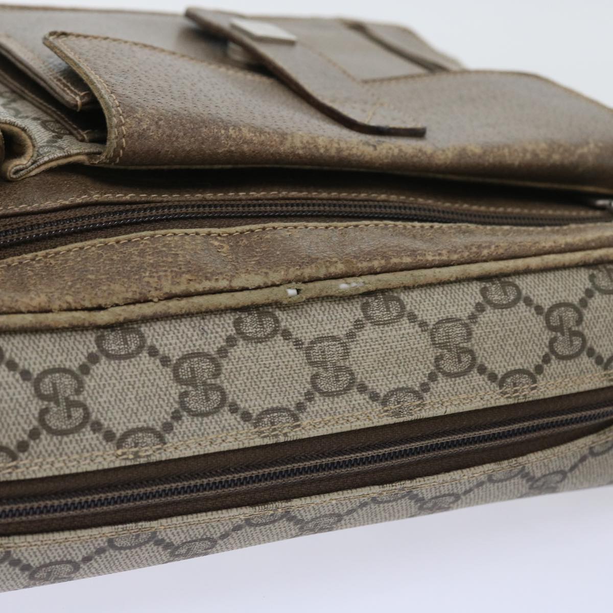 GUCCI GG Canvas Web Sherry Line Shoulder Bag Leather 2Set Beige Red bs8533