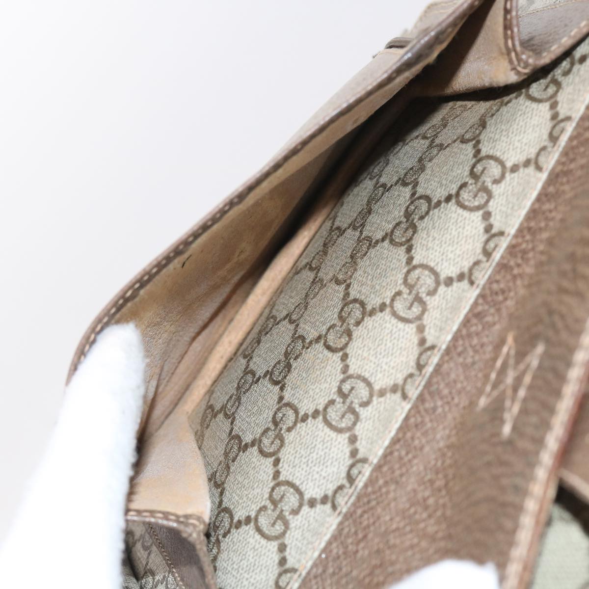 GUCCI GG Canvas Web Sherry Line Shoulder Bag Leather 2Set Beige Red bs8533