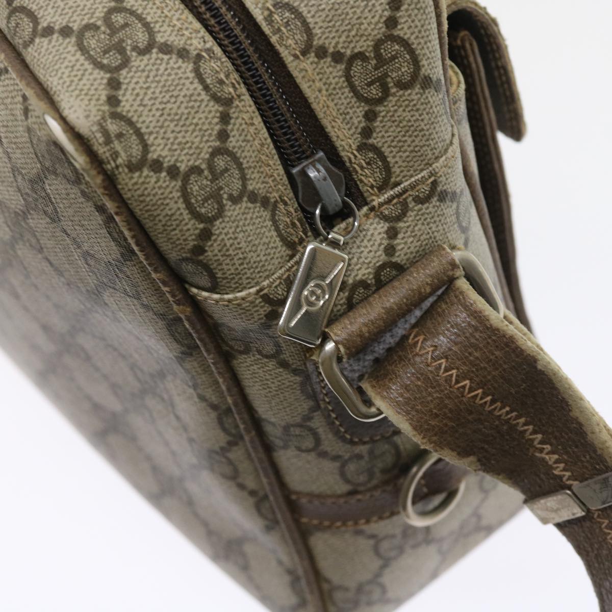 GUCCI GG Canvas Web Sherry Line Shoulder Bag Leather 2Set Beige Red bs8533