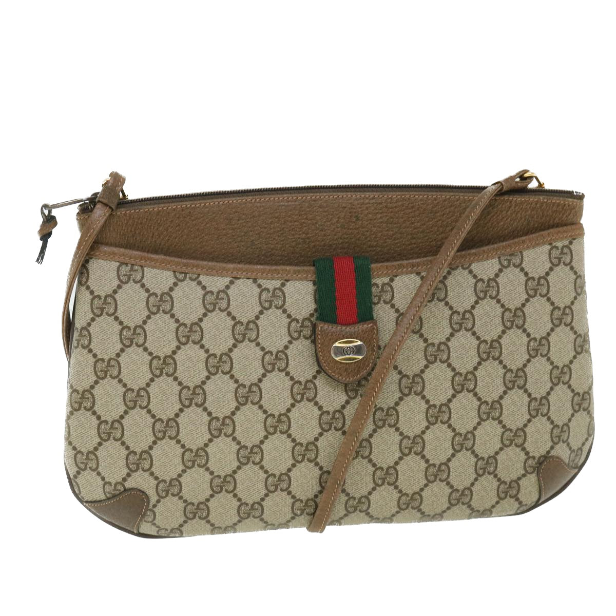 GUCCI GG Canvas Web Sherry Line Shoulder Bag Beige Red 904 02 026 bs8545