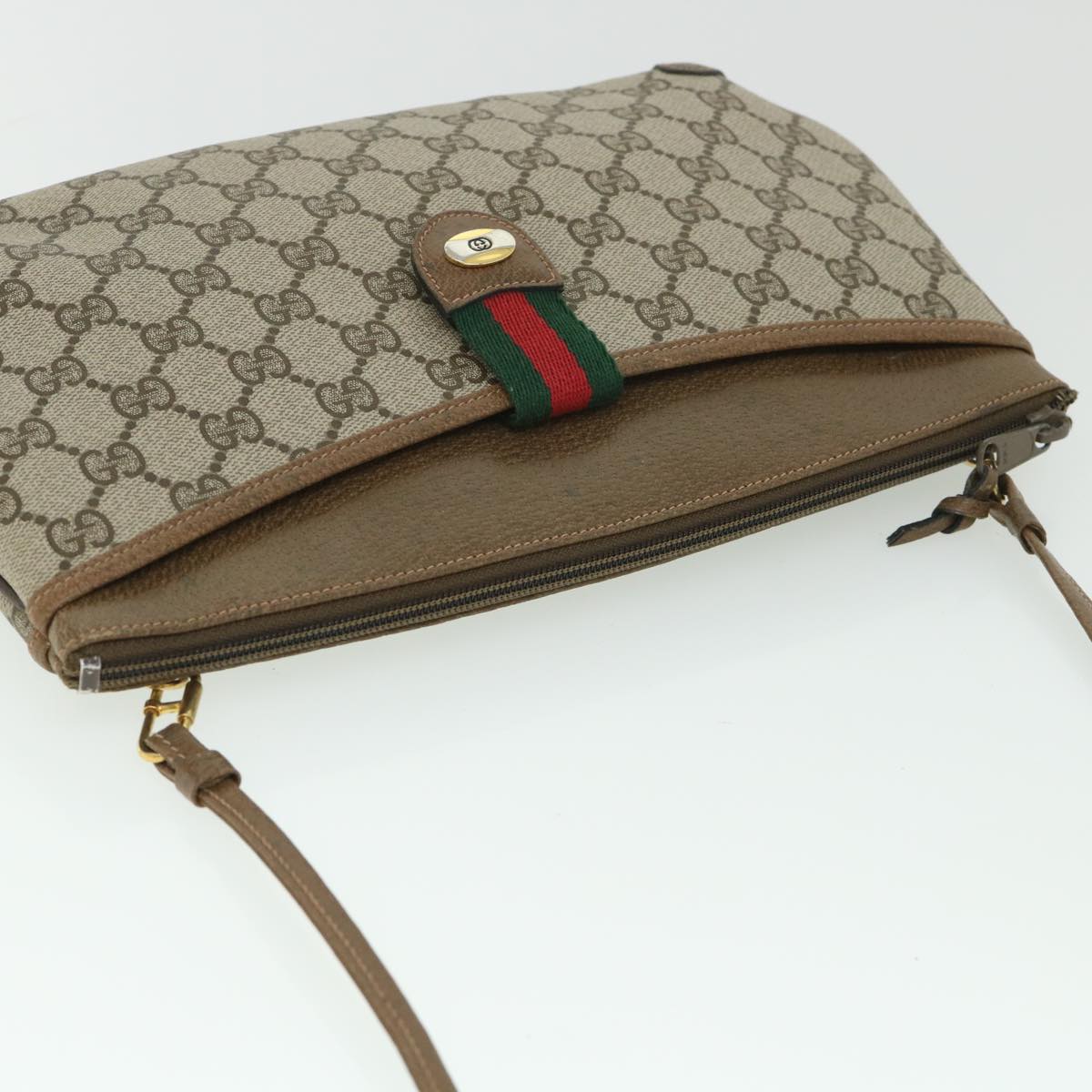 GUCCI GG Canvas Web Sherry Line Shoulder Bag Beige Red 904 02 026 bs8545