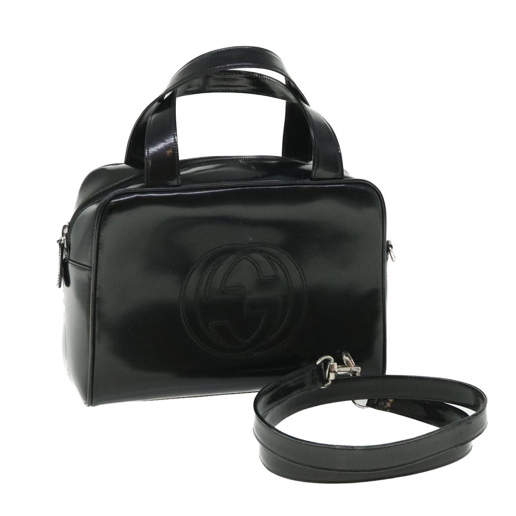 GUCCI Hand Bag Leather 2way Black 000 1274 0505 bs8546