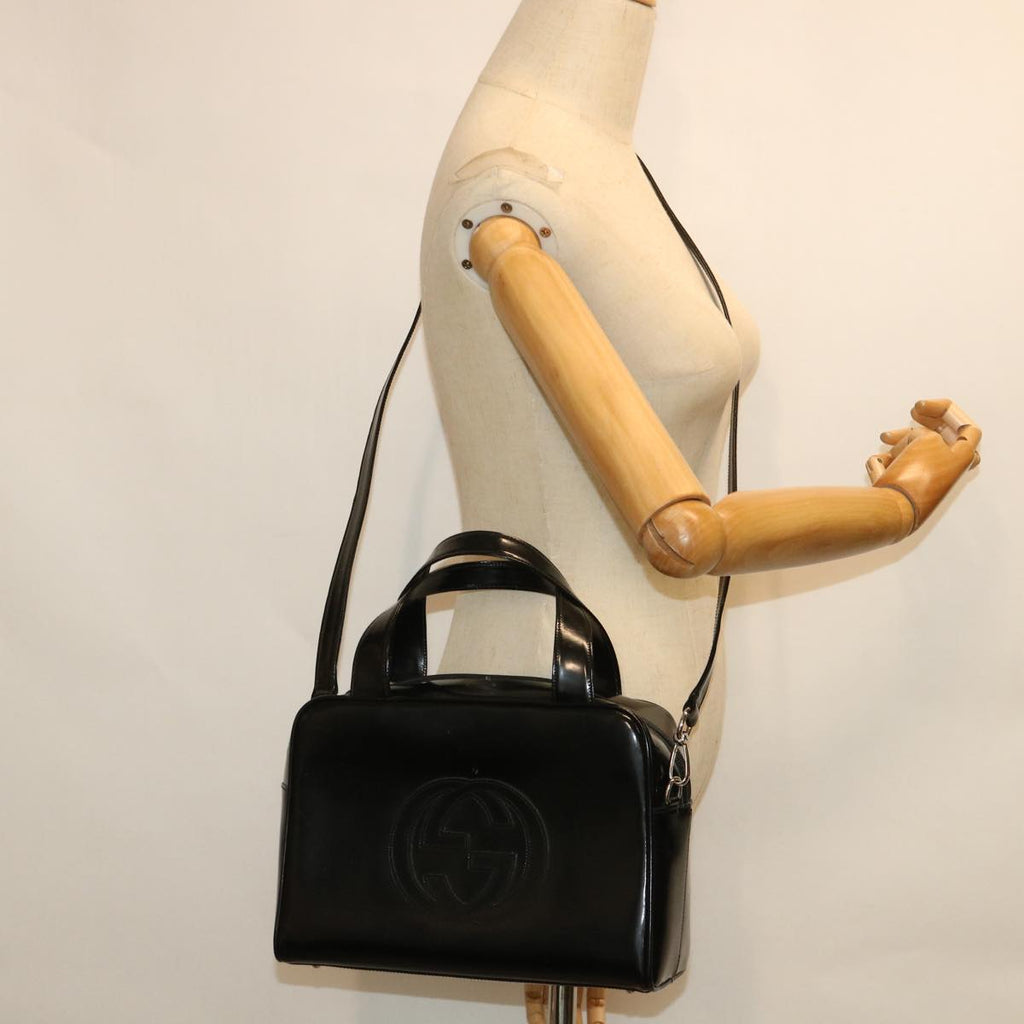 GUCCI Hand Bag Leather 2way Black 000 1274 0505 bs8546