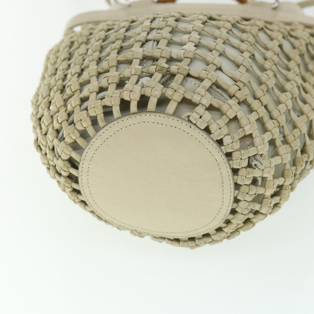 GUCCI Bamboo Hand Bag Leather Gray 000 1046 0543 bs8610