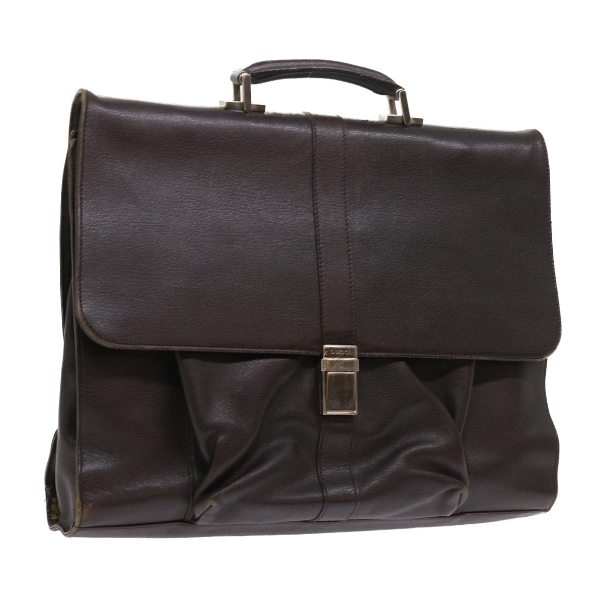 GUCCI Business Bag Leather Brown 015 1046 0090 bs8611