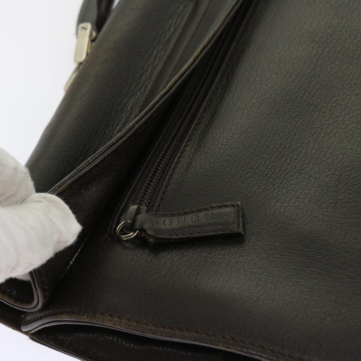 GUCCI Business Bag Leather Brown 015 1046 0090 bs8611