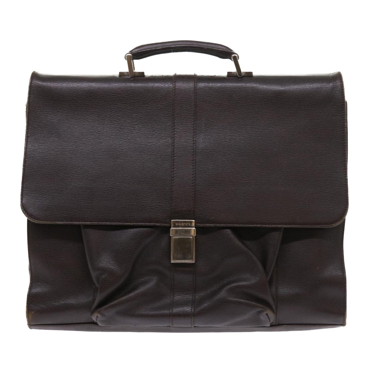 GUCCI Business Bag Leather Brown 015 1046 0090 bs8611