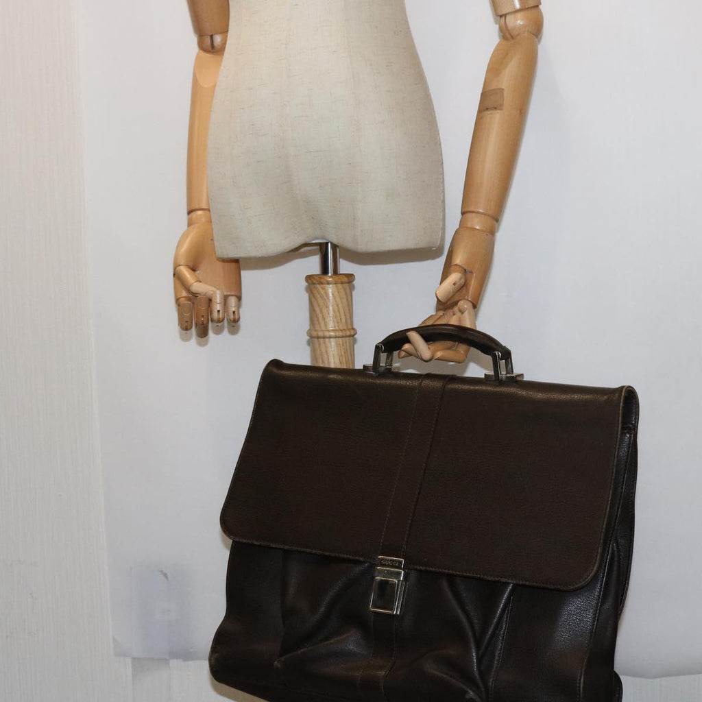 GUCCI Business Bag Leather Brown 015 1046 0090 bs8611