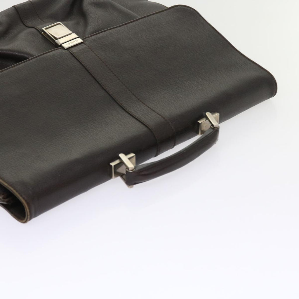 GUCCI Business Bag Leather Brown 015 1046 0090 bs8611