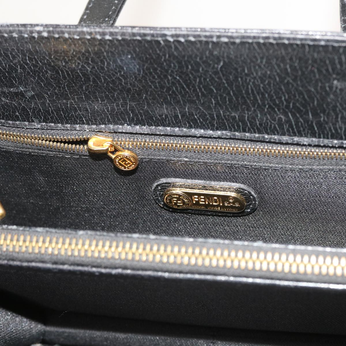 FENDI Shoulder Bag Leather Black bs8613