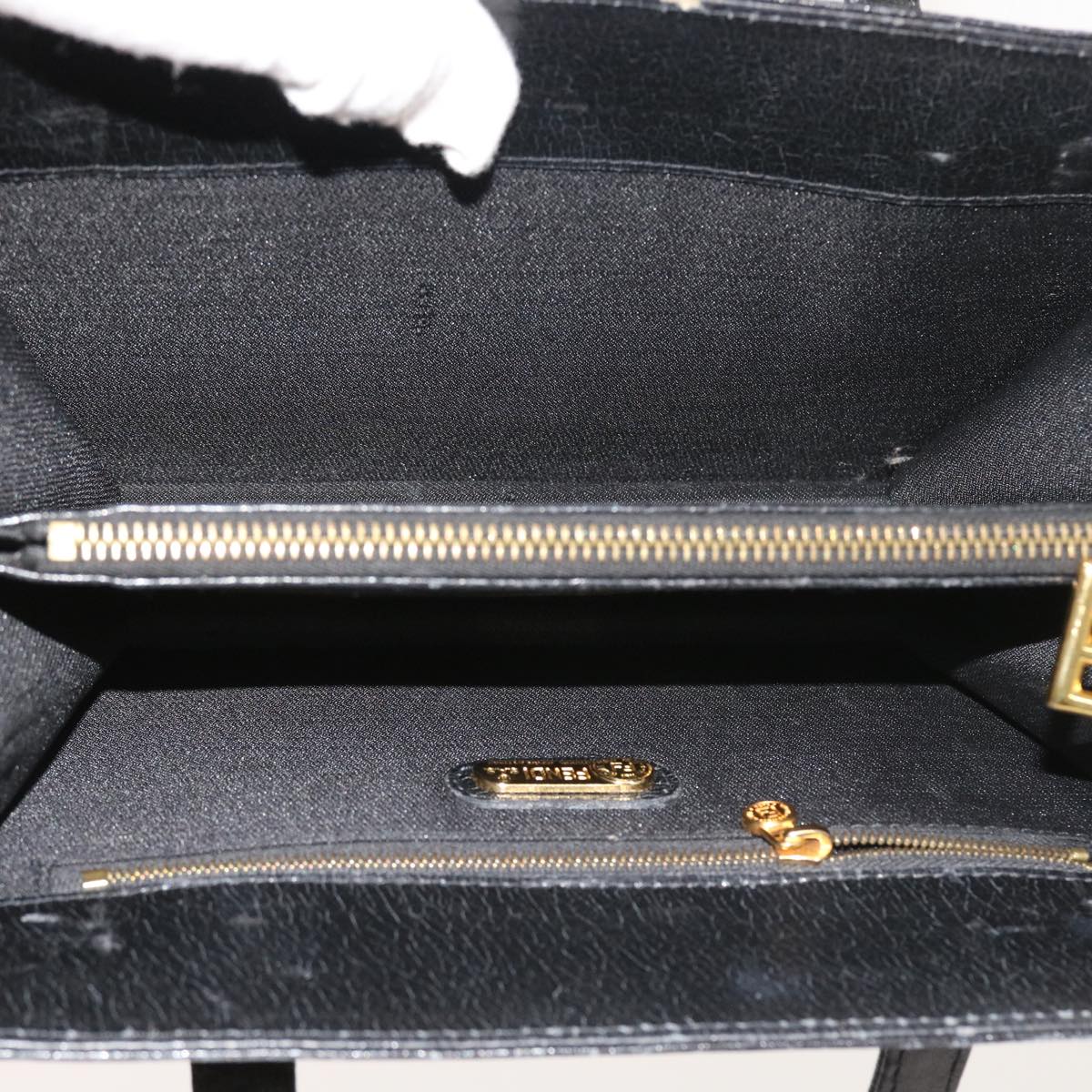 FENDI Shoulder Bag Leather Black bs8613