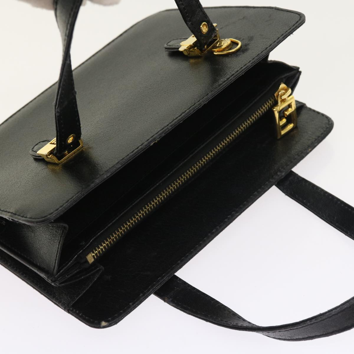 FENDI Shoulder Bag Leather Black bs8613