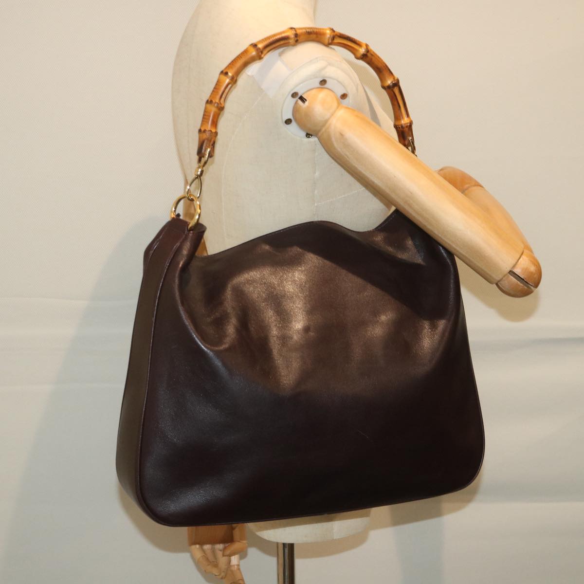 GUCCI Bamboo Shoulder Bag Leather Purple 001 2118 1577 bs8758