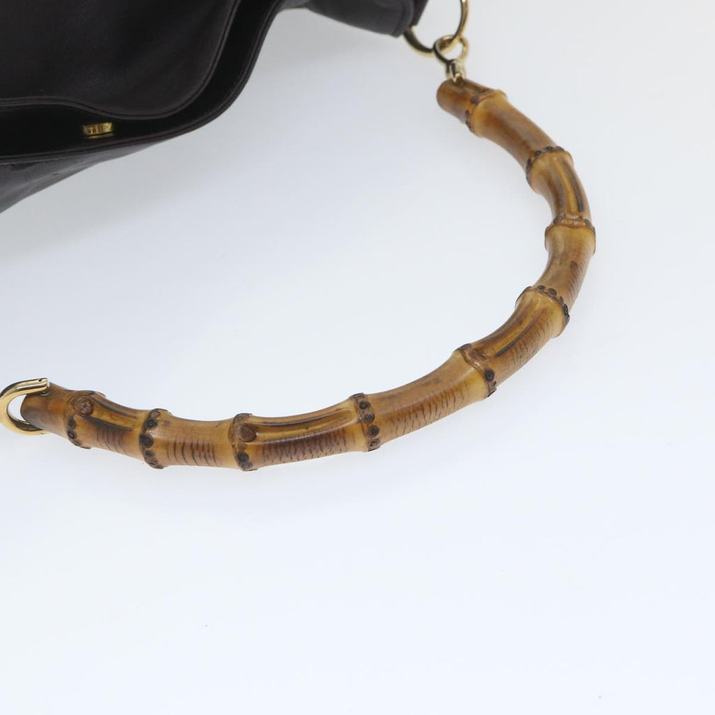 GUCCI Bamboo Shoulder Bag Leather Purple 001 2118 1577 bs8758