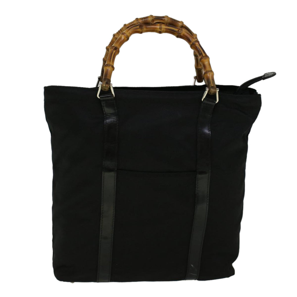 GUCCI Bamboo Hand Bag Nylon Black 000 3754 0508 bs8770