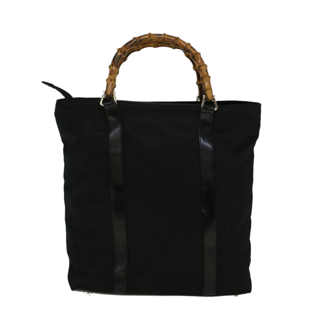GUCCI Bamboo Hand Bag Nylon Black 000 3754 0508 bs8770