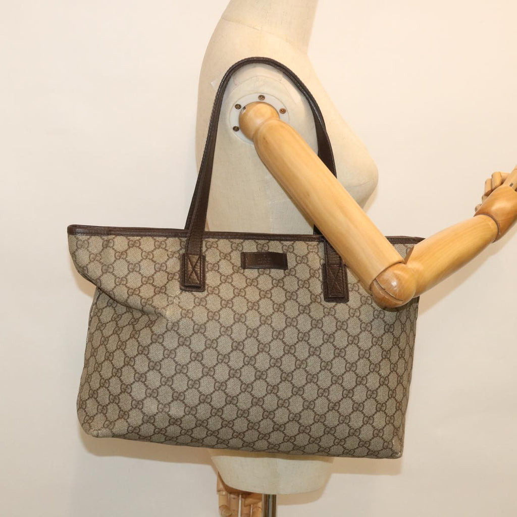 GUCCI GG Supreme Tote Bag PVC Leather Beige 181084 bs8773