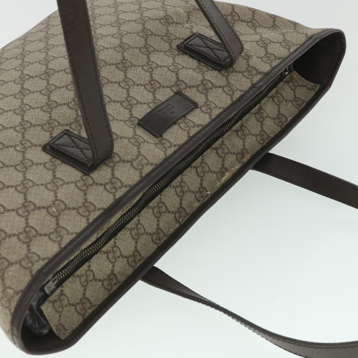 GUCCI GG Supreme Tote Bag PVC Leather Beige 181084 bs8773